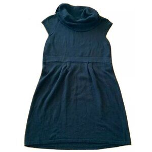 Navy Blue Cowl Neck Cap Sleeve Knit Dress By J.J. Always Size L 100% Acrylic